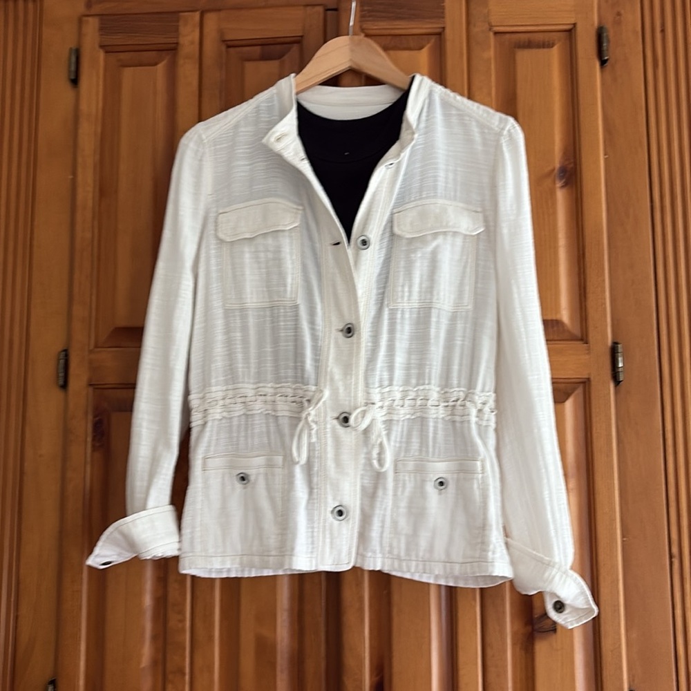 Anthropologie cream cotton safari jacket